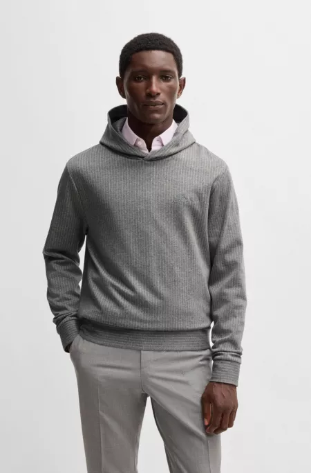 Regular-fit hoodie in a pinstripe cotton