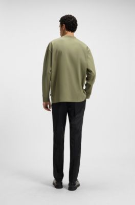 Camiseta de manga larga relaxed fit en algod&oacute;n mercerizado, Verde