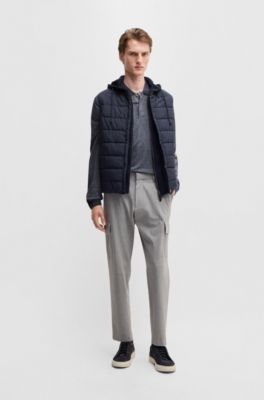 Long-sleeved knit polo mouliné cotton and silk