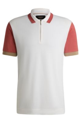 Cotton-silk polo shirt with contrast details, White