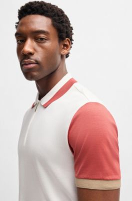 Cotton-silk polo shirt with contrast details, White