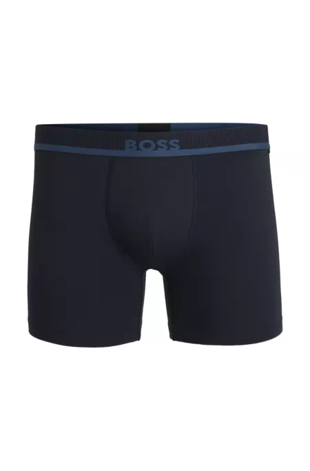 Stretch-cotton boxer briefs with logo waistband