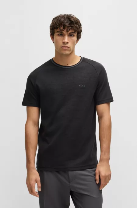 Cotton-jacquard regular-fit T-shirt with logo detail
