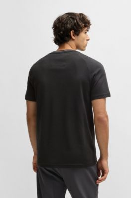 Cotton-jacquard regular-fit T-shirt with logo detail, Black