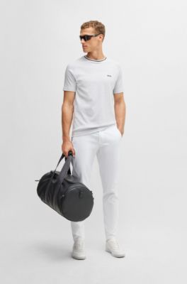 Cotton-jacquard regular-fit T-shirt with logo detail, White