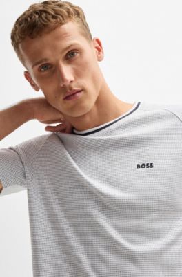 Cotton-jacquard regular-fit T-shirt with logo detail, White