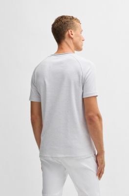 Cotton-jacquard regular-fit T-shirt with logo detail, White