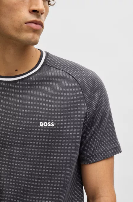 Cotton-jacquard regular-fit T-shirt with logo detail