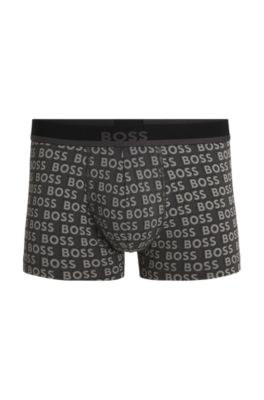 Boxer court en coton stretch &agrave; imprim&eacute; moderne, Gris sombre