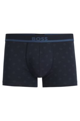 Calzoncillos de algod&oacute;n el&aacute;stico con estampado moderno, Azul oscuro