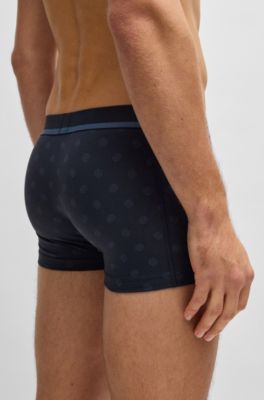 Calzoncillos de algod&oacute;n el&aacute;stico con estampado moderno, Azul oscuro