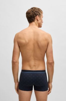 Calzoncillos de algod&oacute;n el&aacute;stico con estampado moderno, Azul oscuro
