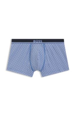 Printed trunks in stretch cotton, Light Blue
