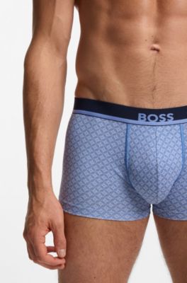 Printed trunks in stretch cotton, Light Blue