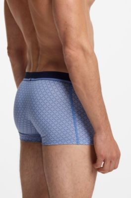 Printed trunks in stretch cotton, Light Blue