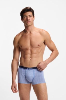 Printed trunks in stretch cotton, Light Blue