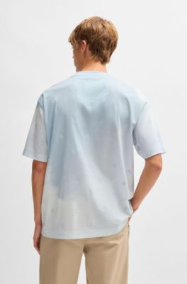 Cloud-artwork T-shirt with Double B monograms, Light Blue