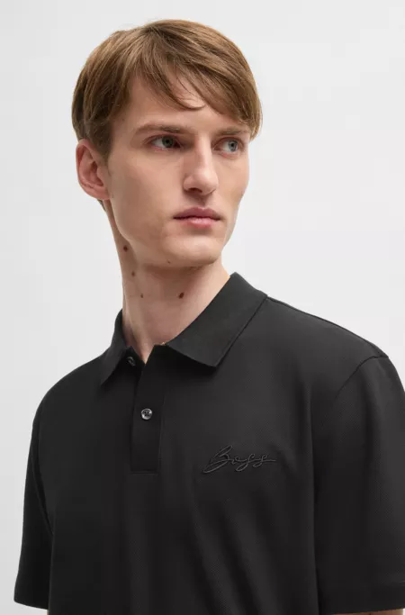 Mercerized-cotton polo shirt with script logo