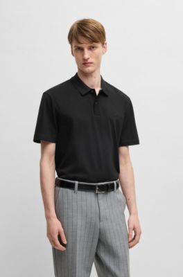 Polo de algod&oacute;n mercerizado con logo caligrafiado, Negro