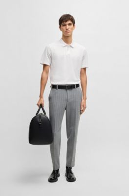 Mercerized-cotton polo shirt with script logo, White