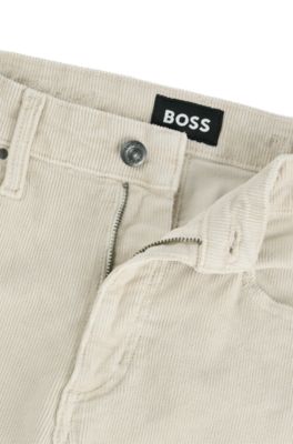 Straight-fit jeans in stretch-cotton corduroy denim, Light Beige