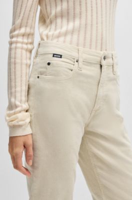 Straight-fit jeans in stretch-cotton corduroy denim, Light Beige