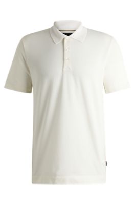 BOSS - Cotton-silk polo shirt with two-tone effect - White
