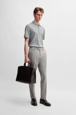 Polo de algod&oacute;n y cashmere con cremallera en el cuello, Plata