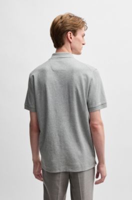 Polo de algod&oacute;n y cashmere con cremallera en el cuello, Plata