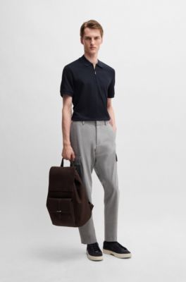 Polo de algod&oacute;n y cashmere con cremallera en el cuello, Azul oscuro