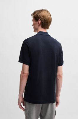 Polo de algod&oacute;n y cashmere con cremallera en el cuello, Azul oscuro