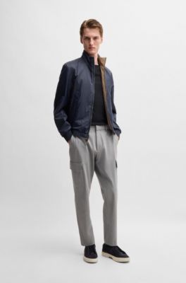 Bubble-structure T-shirt in cotton and silk, Dark Blue