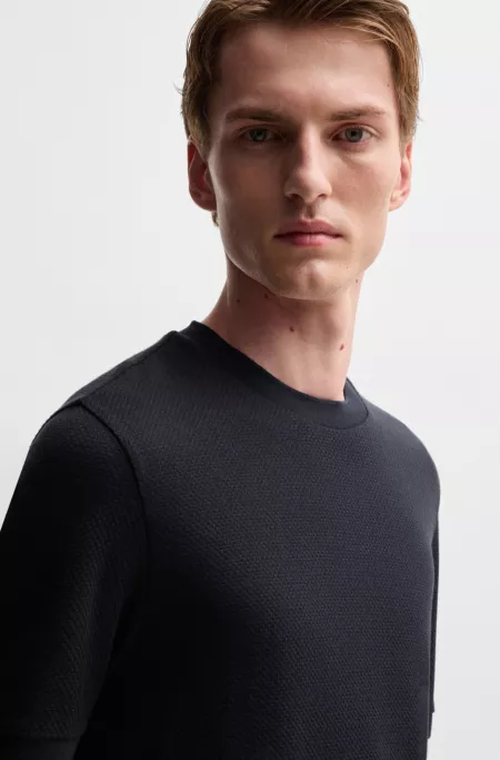 Bubble-structure T-shirt in cotton and silk