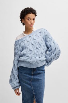 Reversible sweater in an oversize fit, Blue