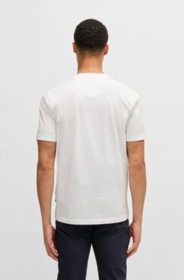 Camiseta Porsche x BOSS de algod&oacute;n mercerizado con detalle de la colaboraci&oacute;n, Blanco
