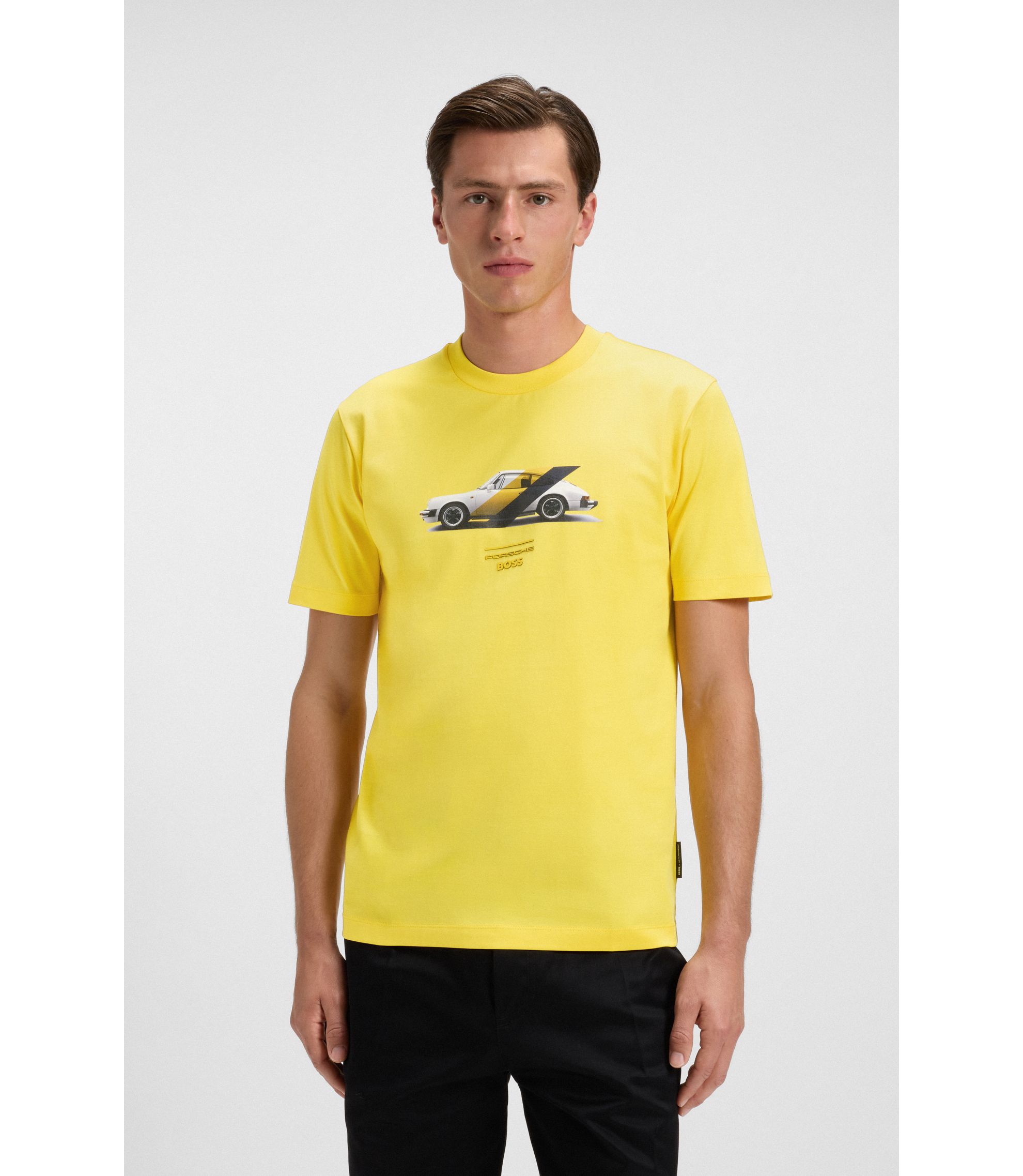 BOSS - Porsche x BOSS mercerized-cotton T-shirt with collaborative