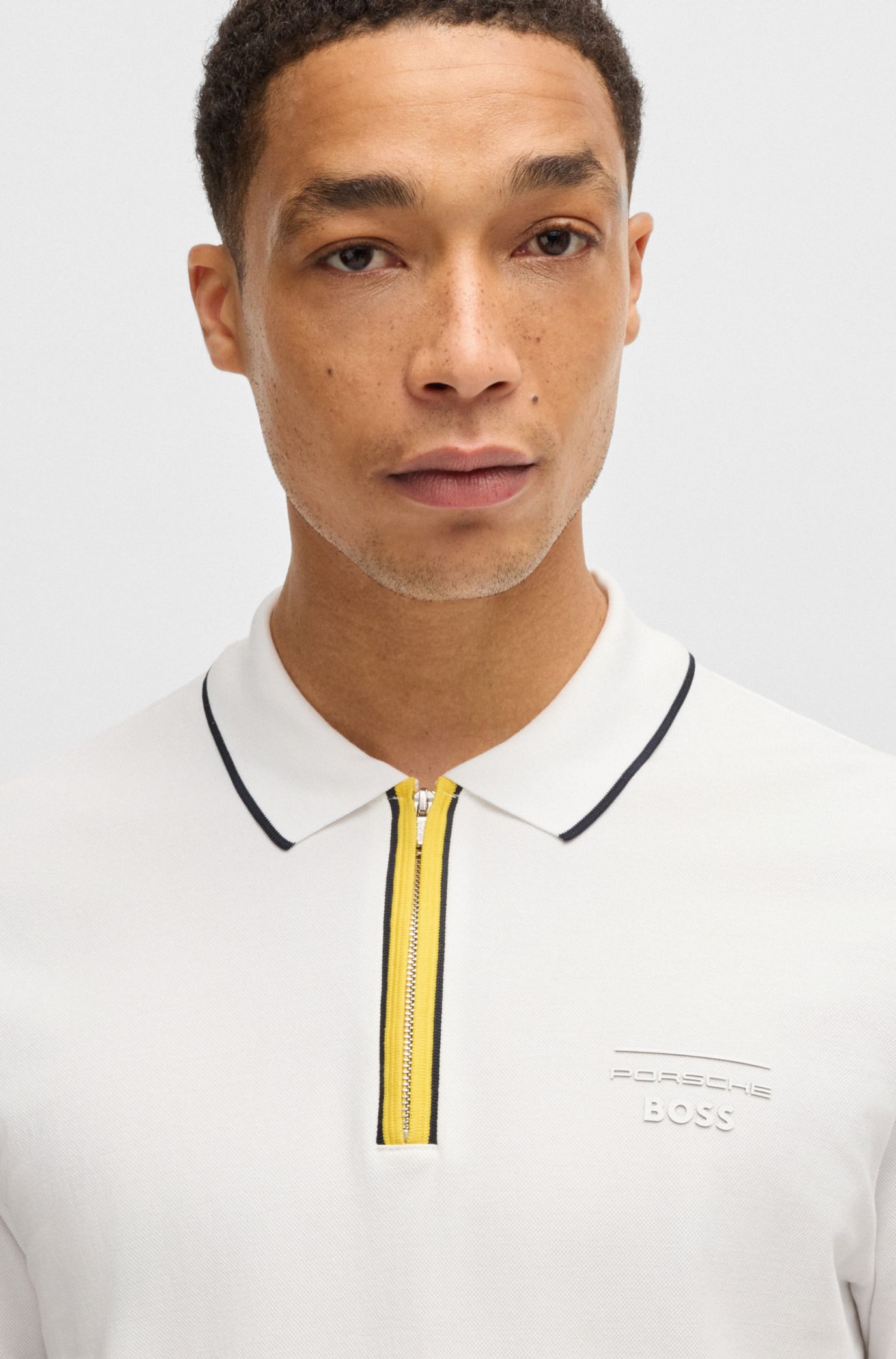 BOSS - Porsche x BOSS stretch-cotton polo shirt - White