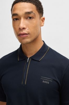 Porsche x BOSS stretch-cotton polo shirt, Dark Blue