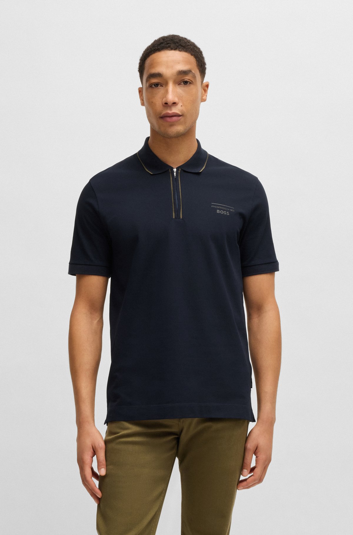 BOSS - Porsche x BOSS stretch-cotton polo shirt - Dark Blue BOSS - Porsche x BOSS stretch-cotton polo shirt - Dark Blue