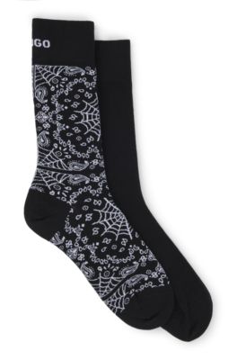 Hugo Boss Two-pack Of Regular-length Socks In Cotton In Black