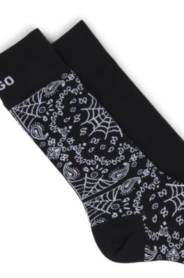 Lot de deux paires de chaussettes mi-mollet en coton m&eacute;lang&eacute;, Noir