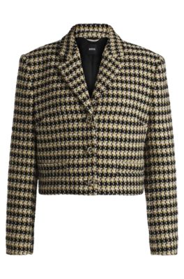 Cropped regular-fit jacket in tweed, Patterned