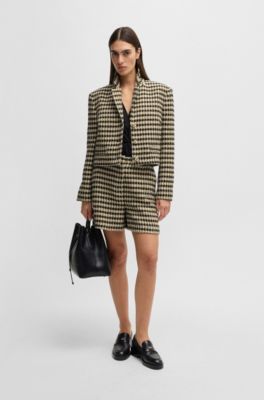 Cropped regular-fit jacket in tweed, Patterned
