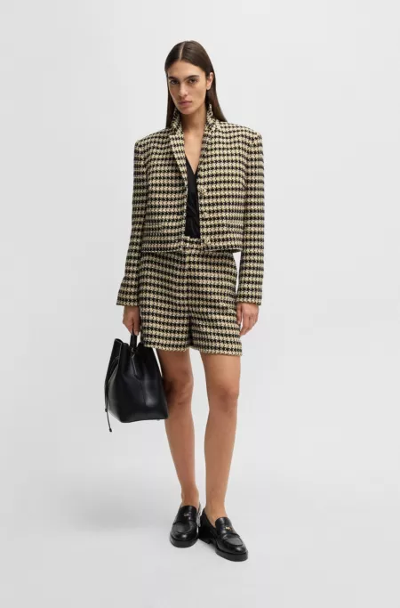 Cropped regular-fit jacket in tweed