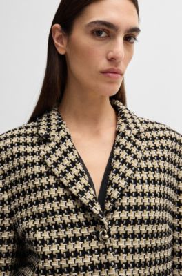 Cropped regular-fit jacket in tweed, Patterned