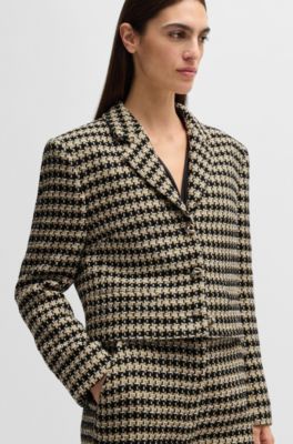 Cropped regular-fit jacket in tweed, Patterned