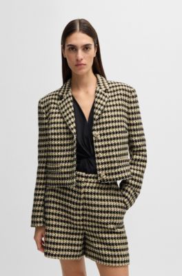 Cropped regular-fit jacket in tweed, Patterned