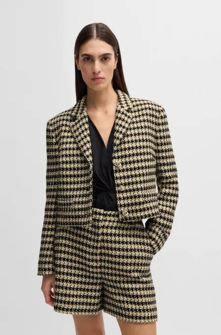 Cropped regular-fit jacket in tweed