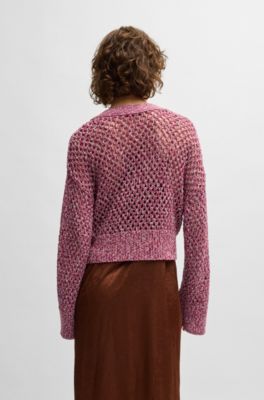 Reversible cardigan with open structure, Dark pink