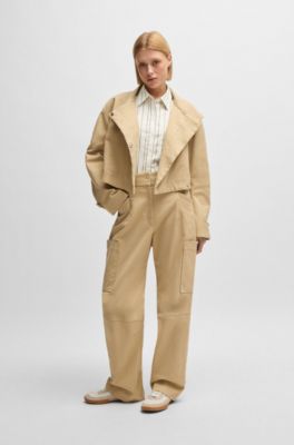 Regular-fit blouse in striped stretch cotton, White